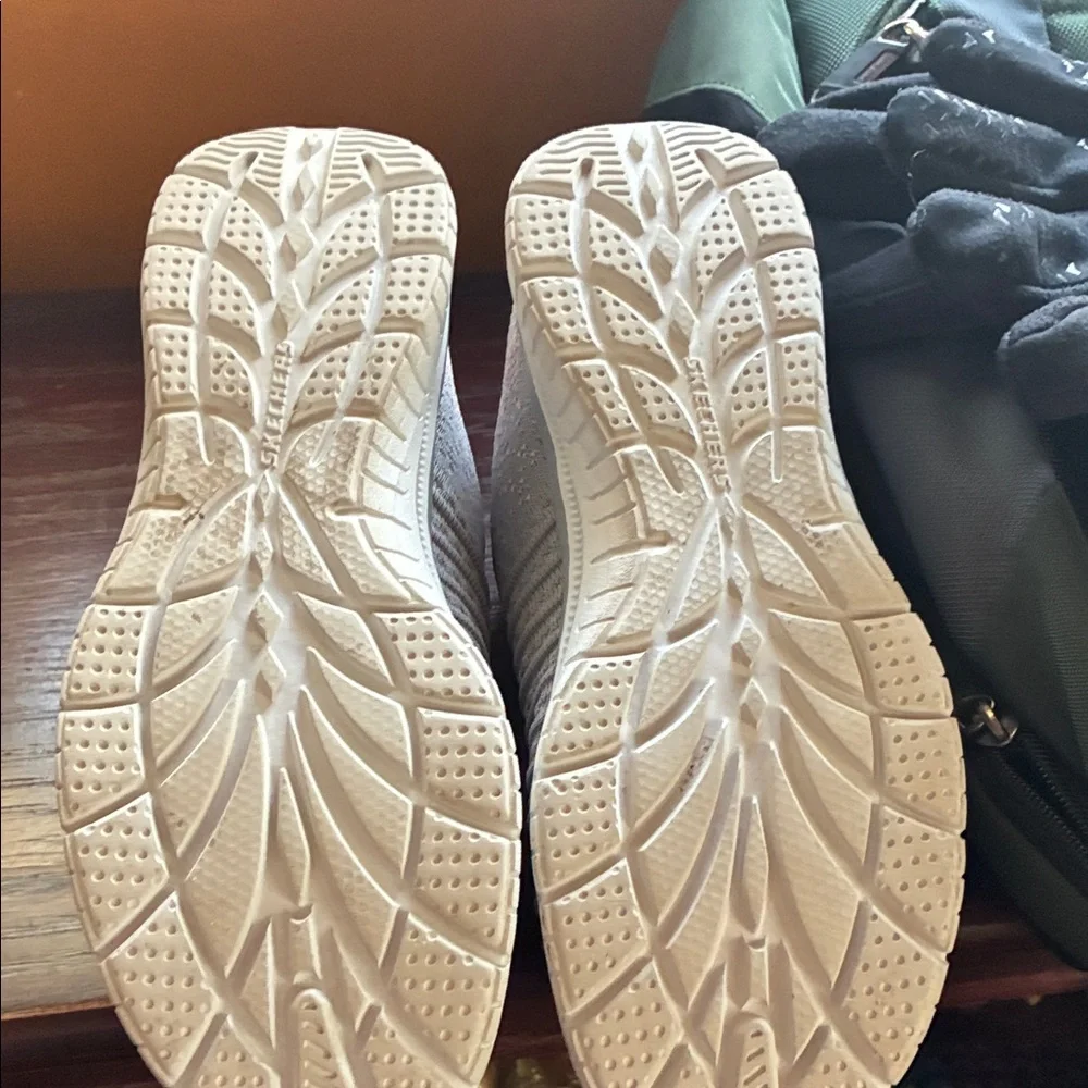 Skechers Gray and Teal Women's Sneakers - Picture 2 of 5